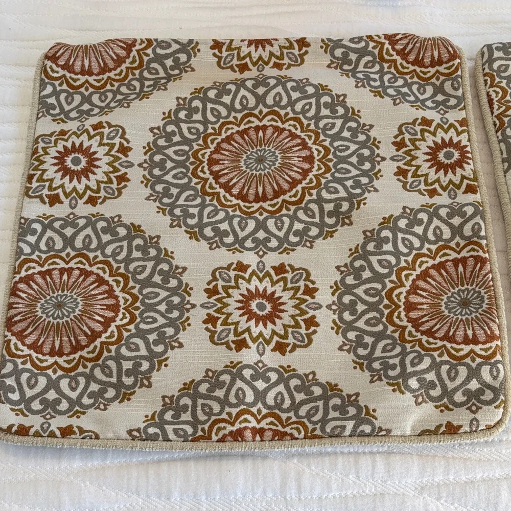 Elegant Gray and Rust Accent Pillow Covers w/zippers Set of 2 Upholstery Fabric